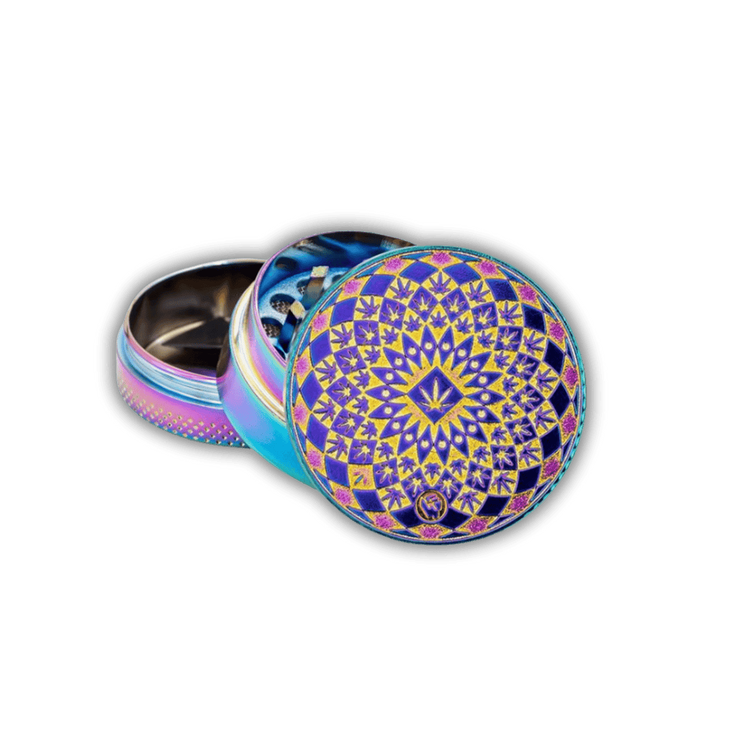 Metal Grinder - 40mm - 3 Layers - Icy - Leaf Pattern kaufen bei rauchwerk.ch