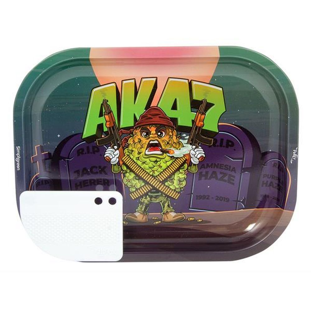 Metal Rolling Tray AK47 Buds, Dreh-Tablett 18 x 14 cm