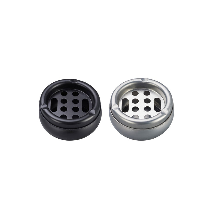 Metall Aschenbecher mit Lochdeckel in Schwarz Silber