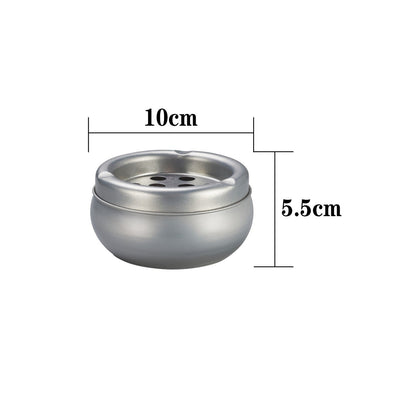Seitenansicht Metall Aschenbecher mit Lochdeckel