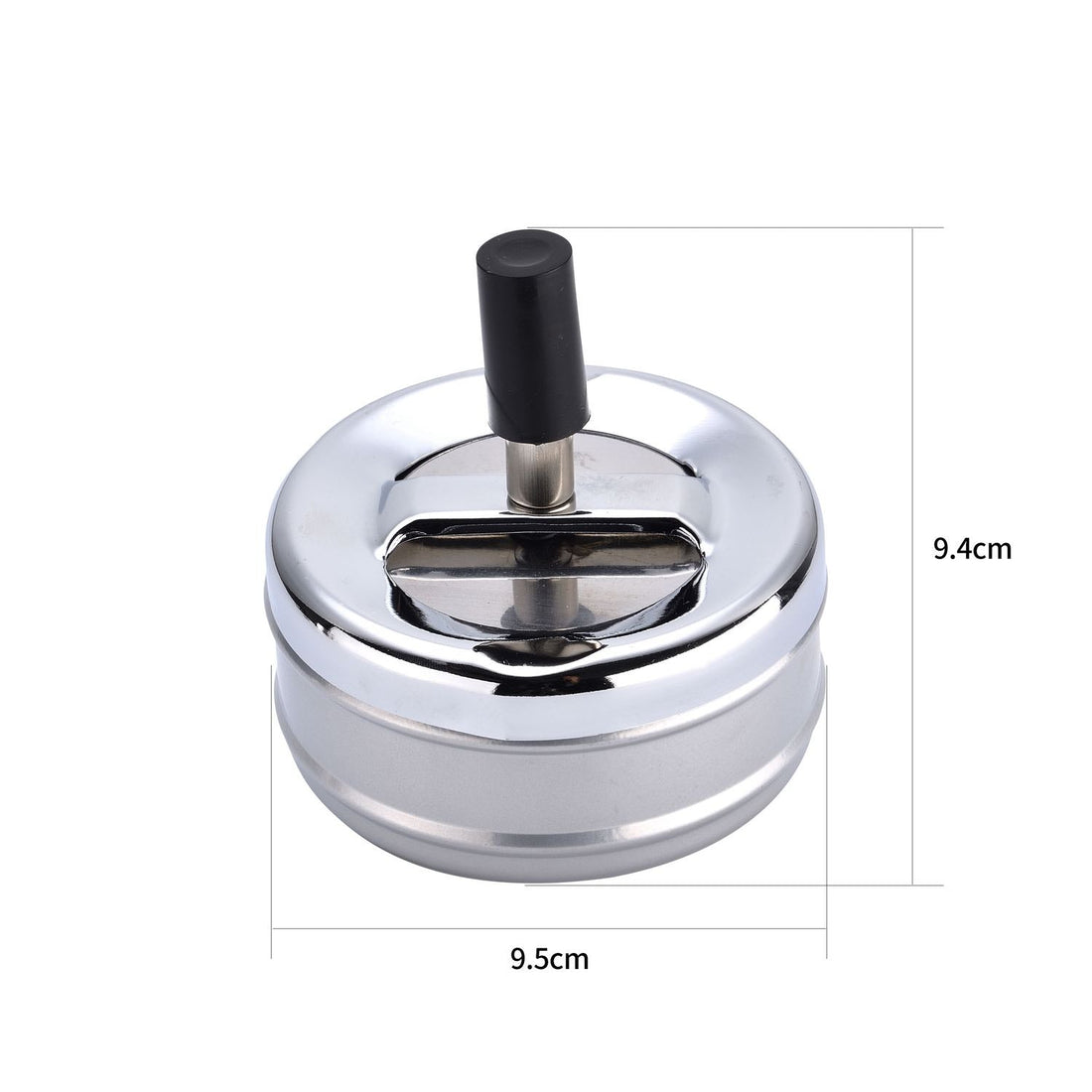 Geöffneter Metall Drehaschenbecher mit Drehmechanismus Detailansicht