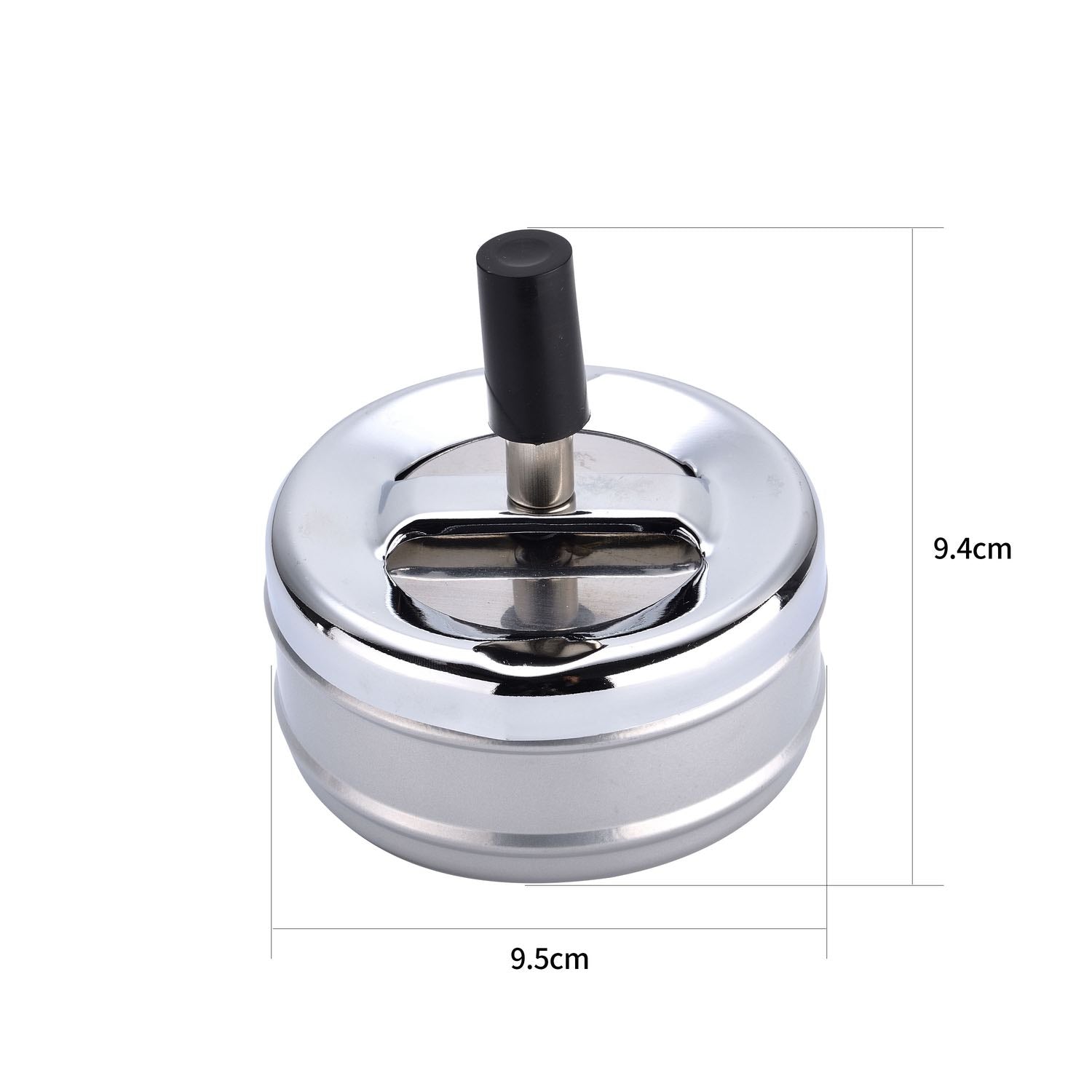Geöffneter Metall Drehaschenbecher mit Drehmechanismus Detailansicht