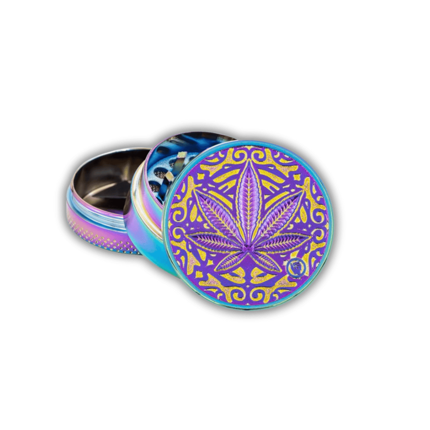 Metall Grinder 40mm, 3-teilig, Icy Trance Leaf Design