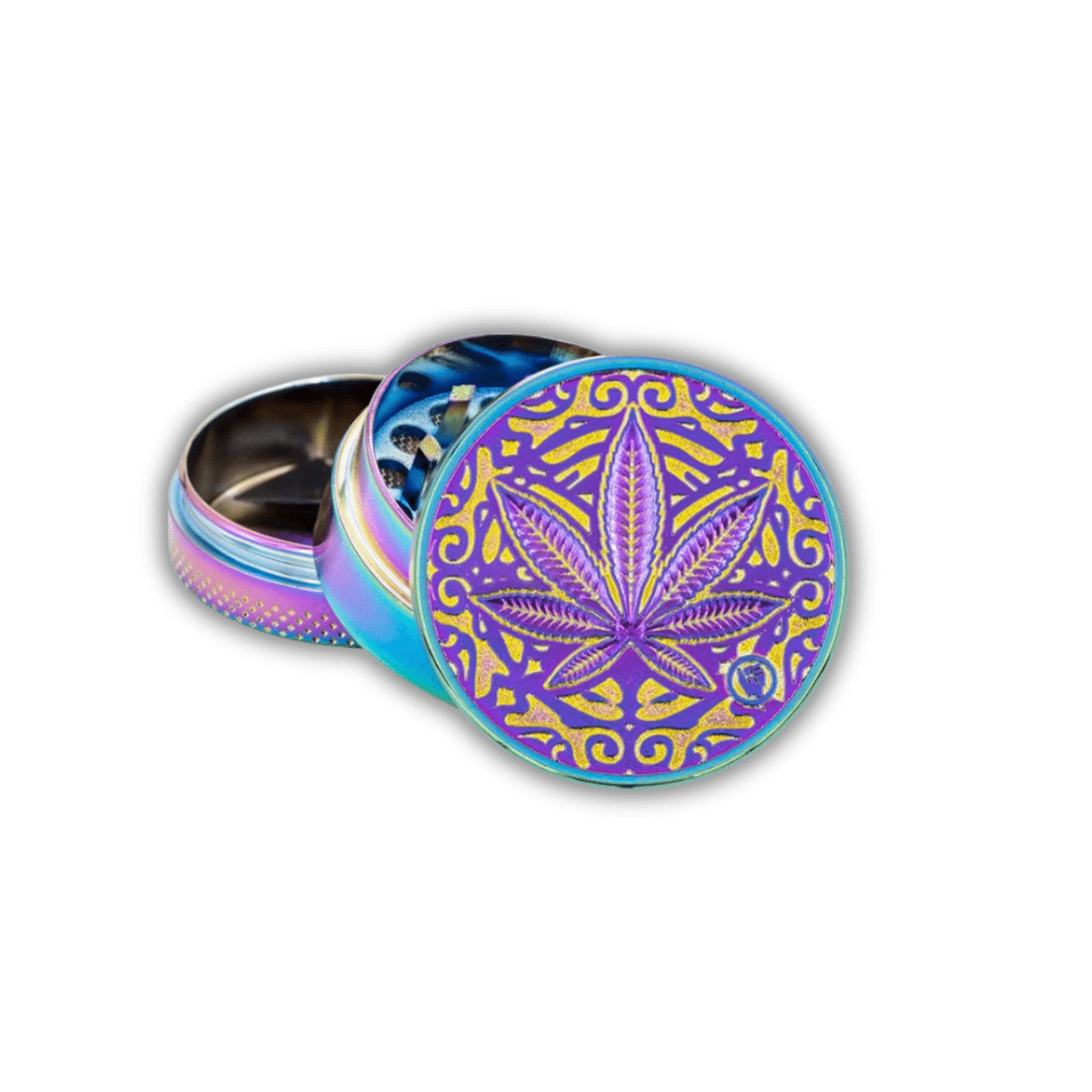 Metall Grinder 40mm, 3-teilig, Icy Trance Leaf Design