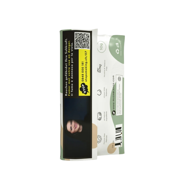 MUZA Hemp Original Tabakersatz 10g Rückseite mit Inhaltsinfos