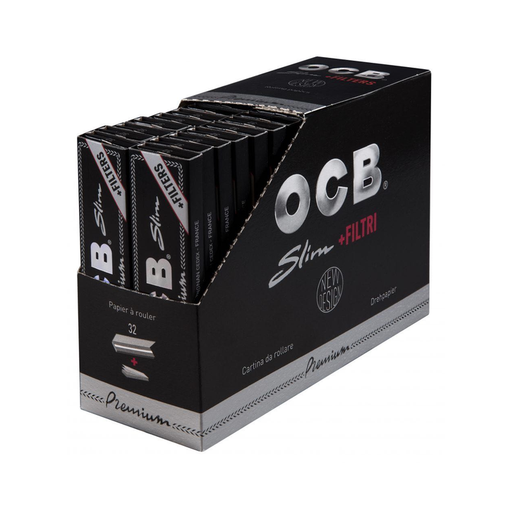 OCB Premium Slim Kingsize + Tips Display mit 32 Heftchen