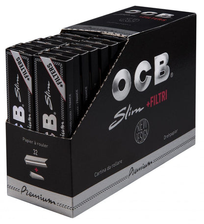 OCB Premium Slim Kingsize + Tips Display mit 32 Heftchen