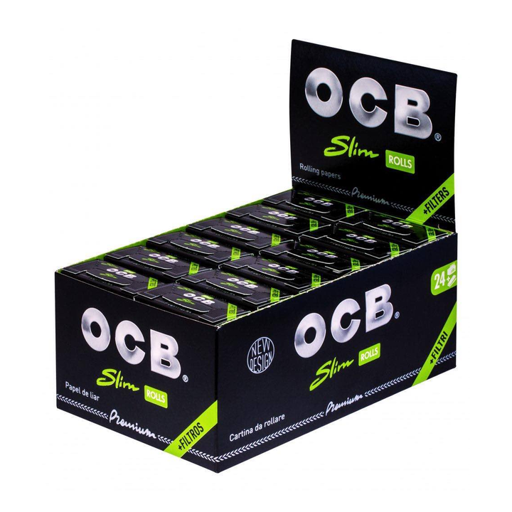OCB Premium Slim Rolls + Tips Display mit 24 Packungen