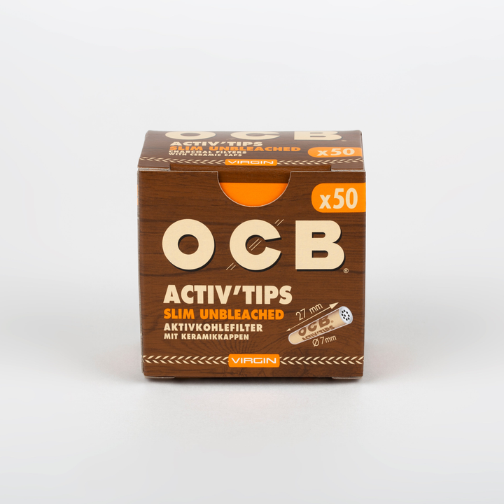 OCB Virgin Unbleached Slim Aktivkohlefilter 7 mm, 10 x 50 Stück