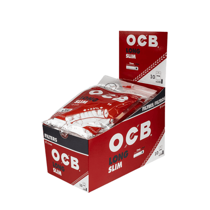 OCB Zigarettenfilter Slim Long 6mm in Verpackung für ein verbessertes Raucherlebnis. Hochwertige Filter für echten Genuss.