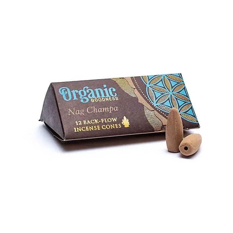 Organic Goodness Rückfluss Räucherkegel Nag Champa Packung mit 12 Kegeln