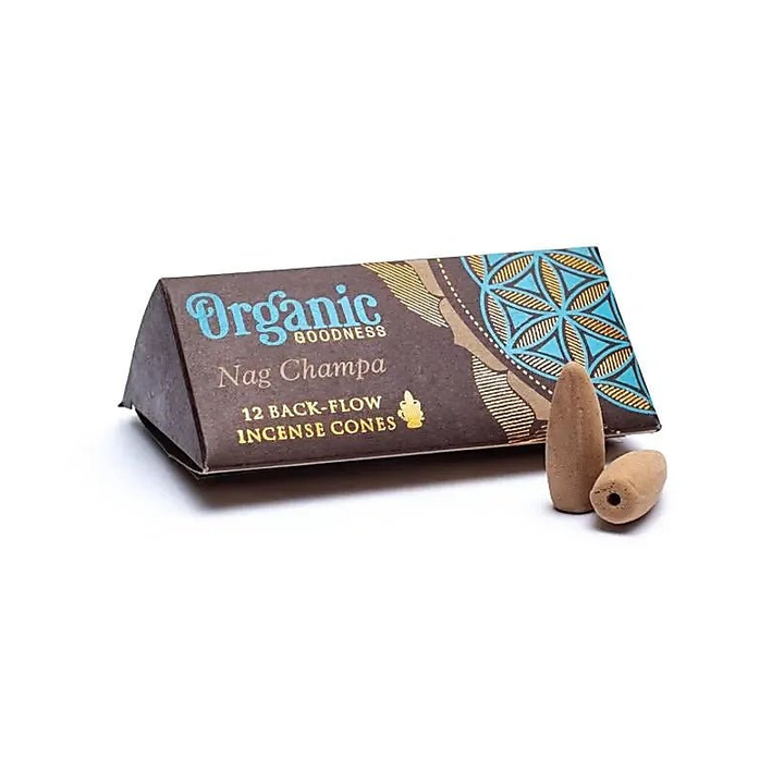 Organic Goodness Rückfluss Räucherkegel Nag Champa Packung mit 12 Kegeln