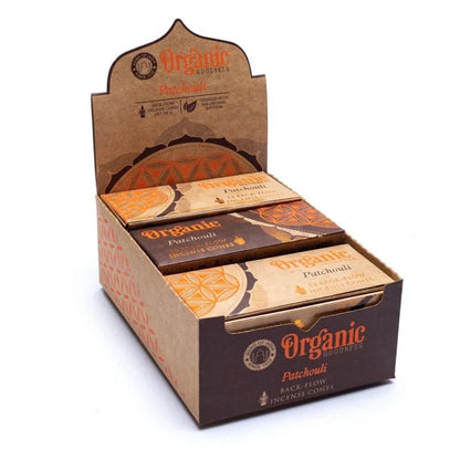 Patchouli Rückfluss Räucherkegel Detailansicht der Kegel im Set