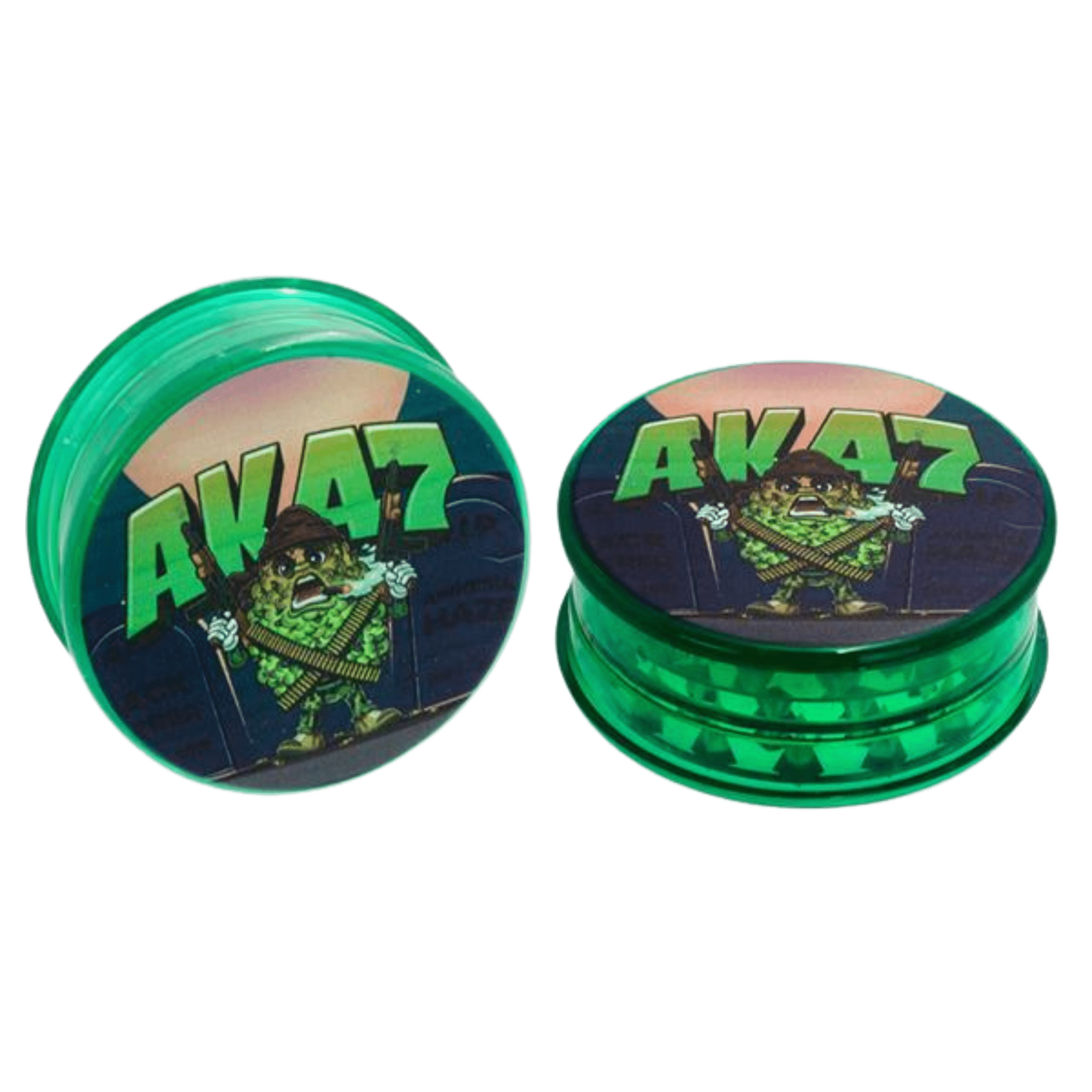 Plastik Grinder AK47 Buds 50mm grün transparent