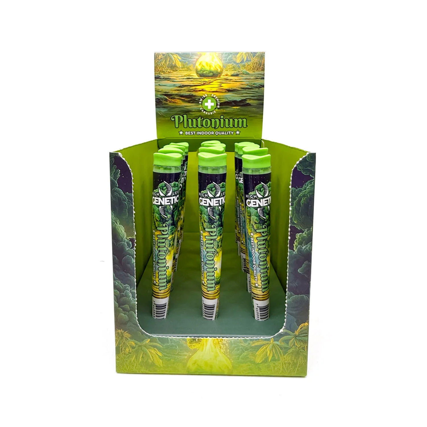 Plutonium CBD Pre-Roll Verpackung von High Level Genetics