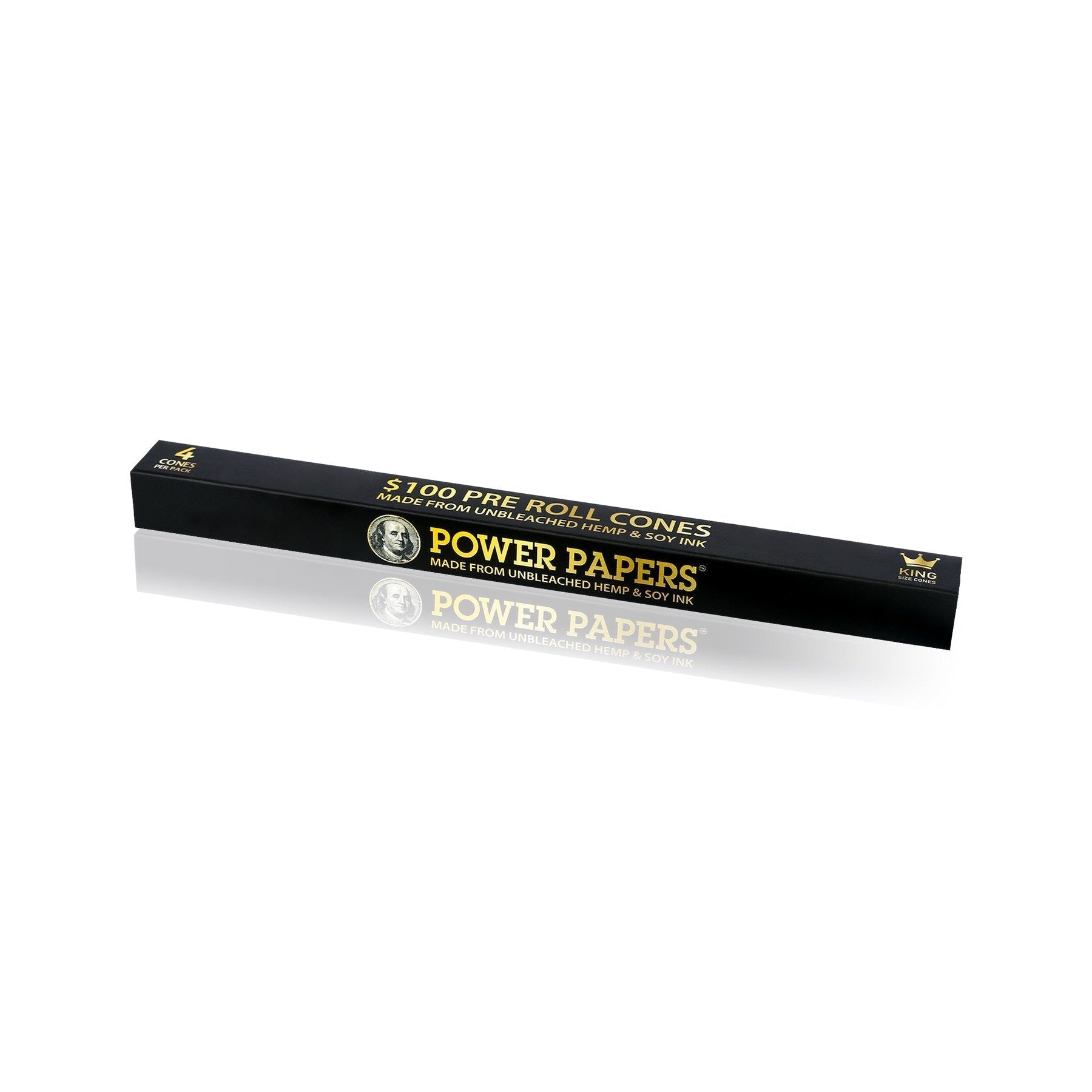 Vier Power Papers 100 Dollar King Size Cones freigestellt
