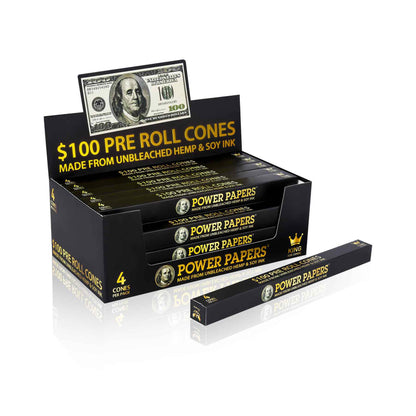 Power Papers 100 Dollar Cones Display mit 24 Packs