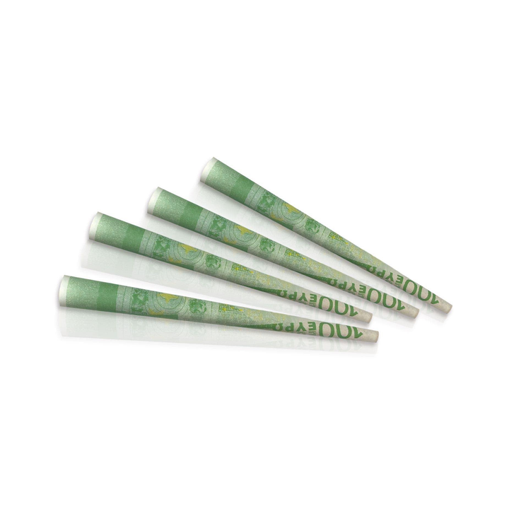 Vier Power Papers 100 Euro King Size Cones freigestellt