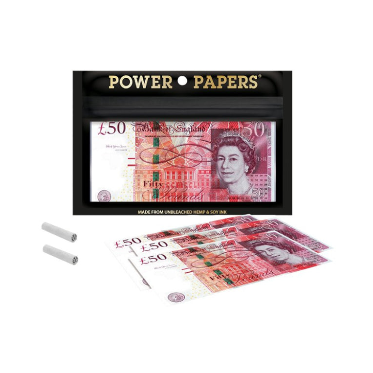 Power Papers Pound King Size Zigarettenpapier mit Tips, 12 Blatt