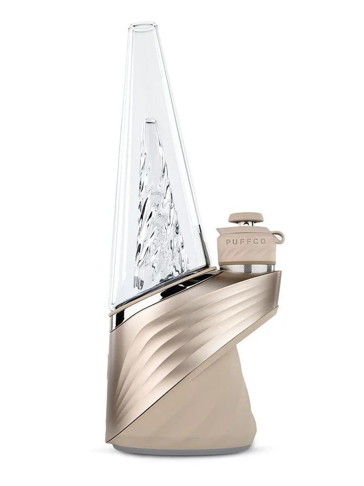 Puffco New Peak Pro Desert Seitenansicht mit Glas