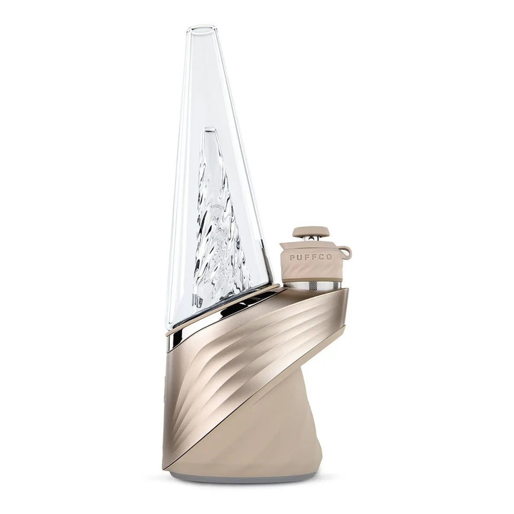 Puffco New Peak Pro Desert Seitenansicht mit Glas