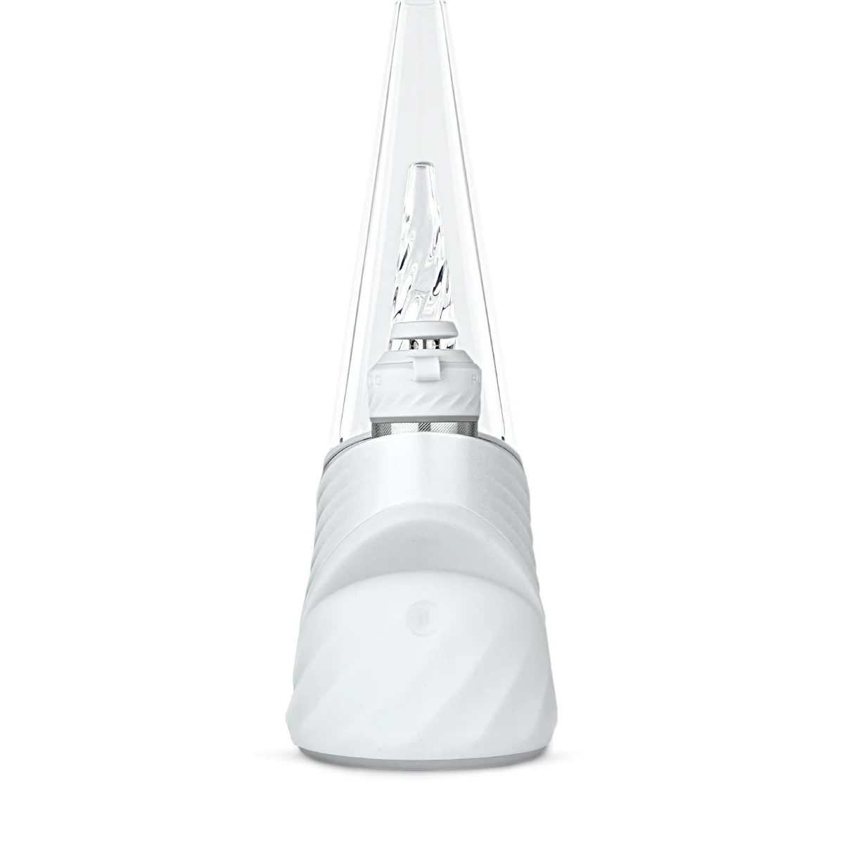 Puffco New Peak Pro Pearl Frontansicht mit Glasaufsatz