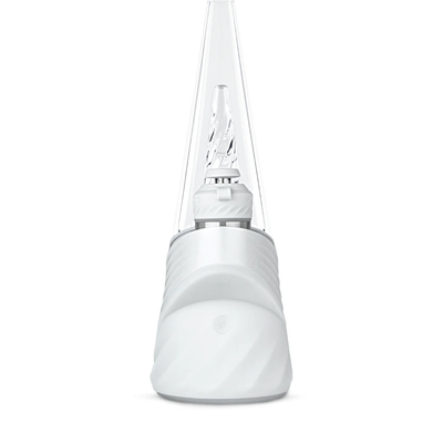 Puffco New Peak Pro Pearl Frontansicht mit Glasaufsatz