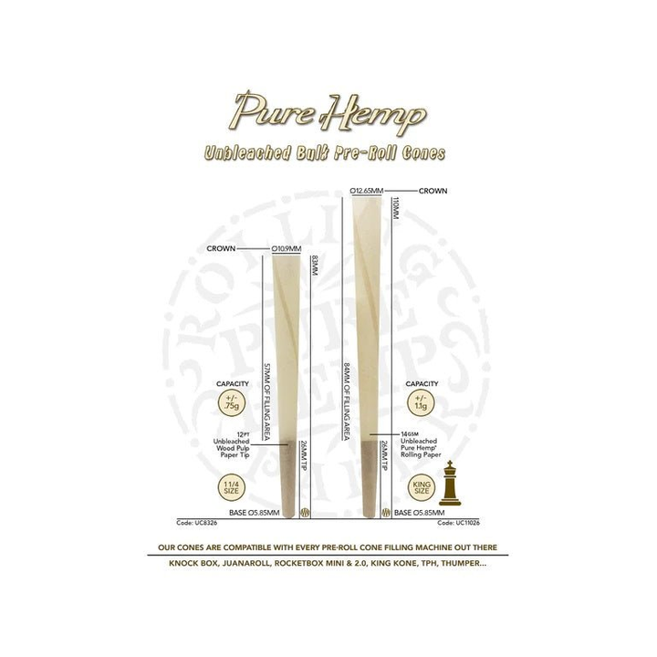 Inhalt der Pure Hemp King Size Cones Box 1000 Stück