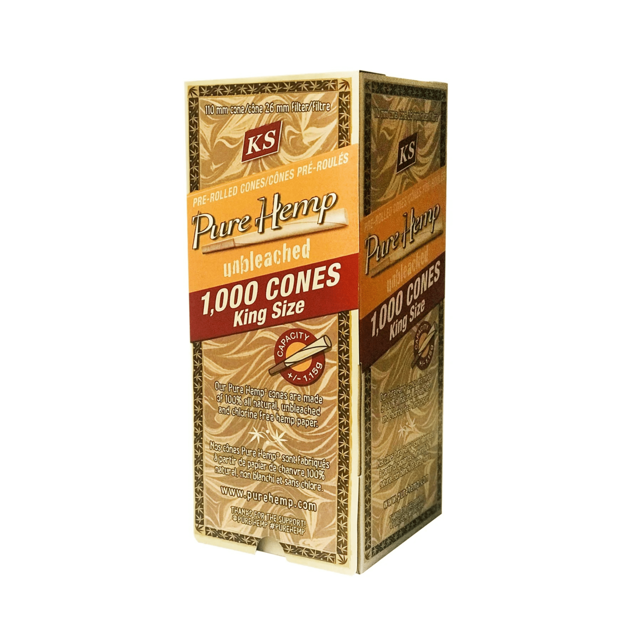 Pure Hemp ungebleichte Hanf-Cones King Size Box 1000 Stück