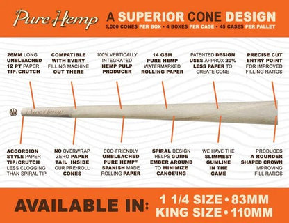 Pure Hemp - Unbleached Hemp Cones - King Size - Box - 1000 Stück kaufen bei rauchwerk.ch