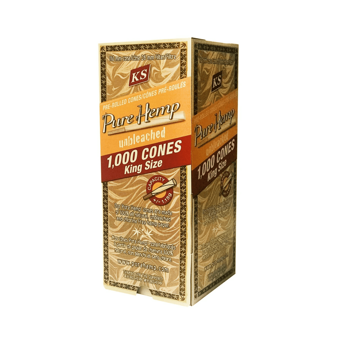 Pure Hemp - Unbleached Hemp Cones - King Size - Box - 1000 Stück kaufen bei rauchwerk.ch