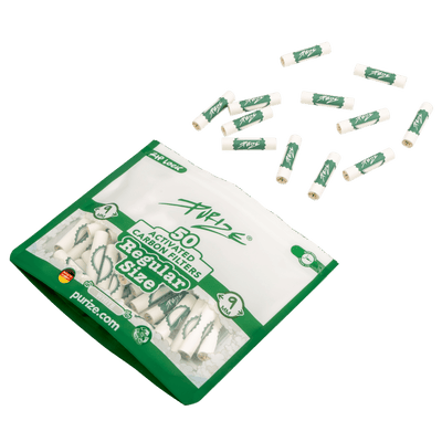 Nahaufnahme PURIZE Regular 9mm Aktivkohlefilter in Weiss