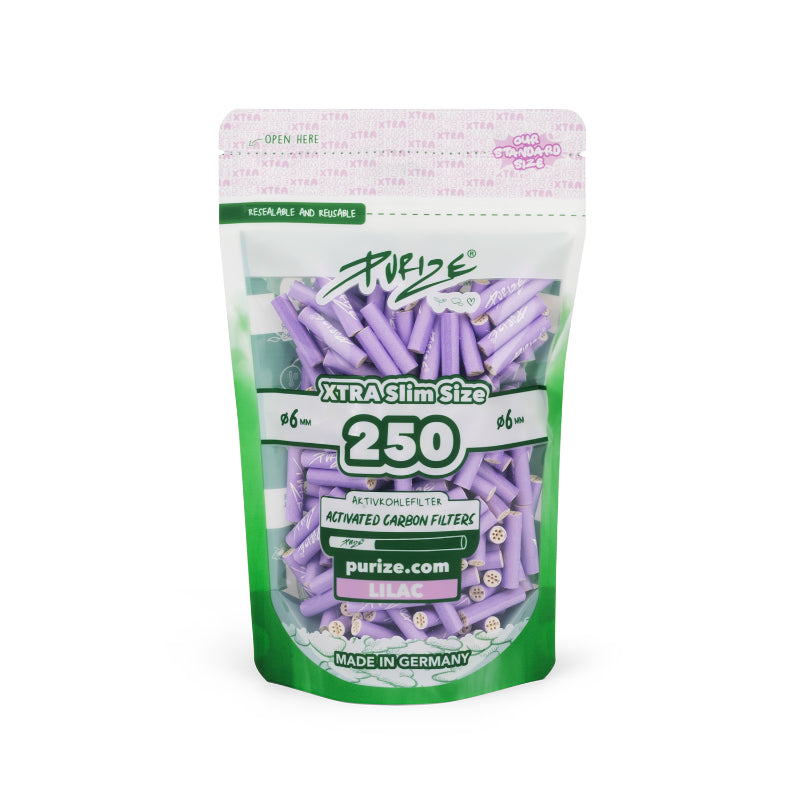 Purize Xtra Slim Aktivkohlefilter 6 mm in Lila, 250 Stück