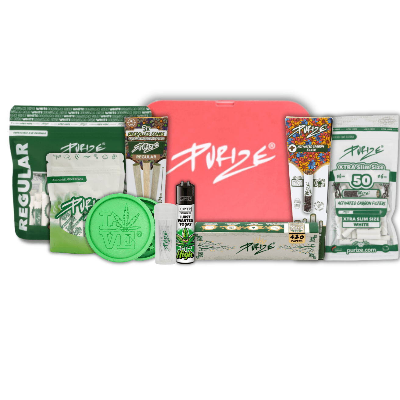 PURIZE Bundle Drehset mit Grinder, Tray und Zubehör