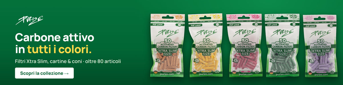 Purize filtri ai carboni attivi, cartine & coni – collezione su Rauchwerk.ch