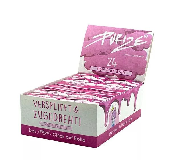 PURIZE Pink Rolls Display mit 24 Packungen Endlosdrehpapier