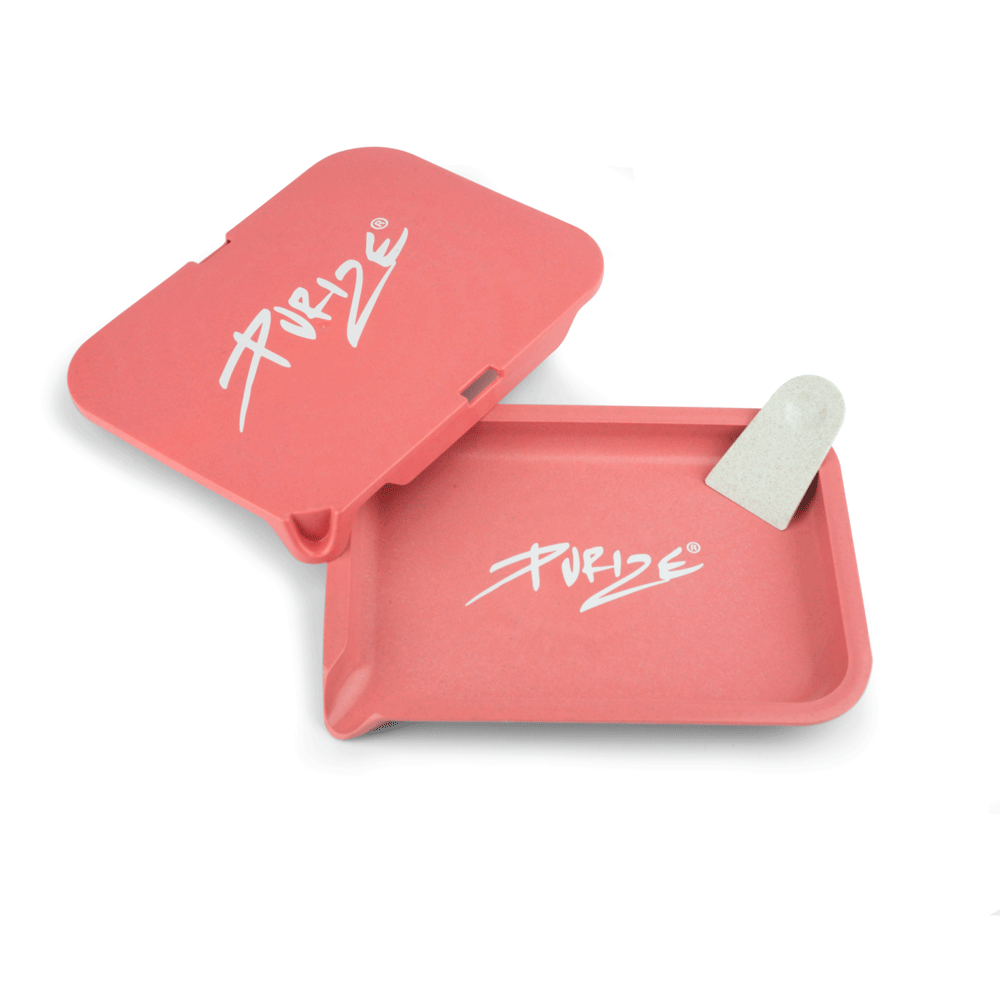 PURIZE Plant Fiber Rolling Tray Pink Dreh-Tablett 20×15 cm