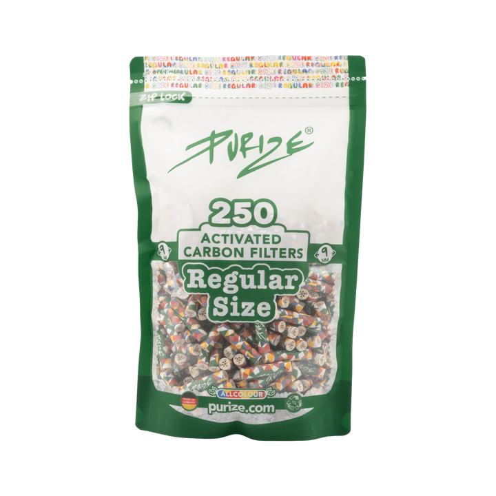 PURIZE Regular 9mm Aktivkohlefilter Allcolor 250 Stück Beutel