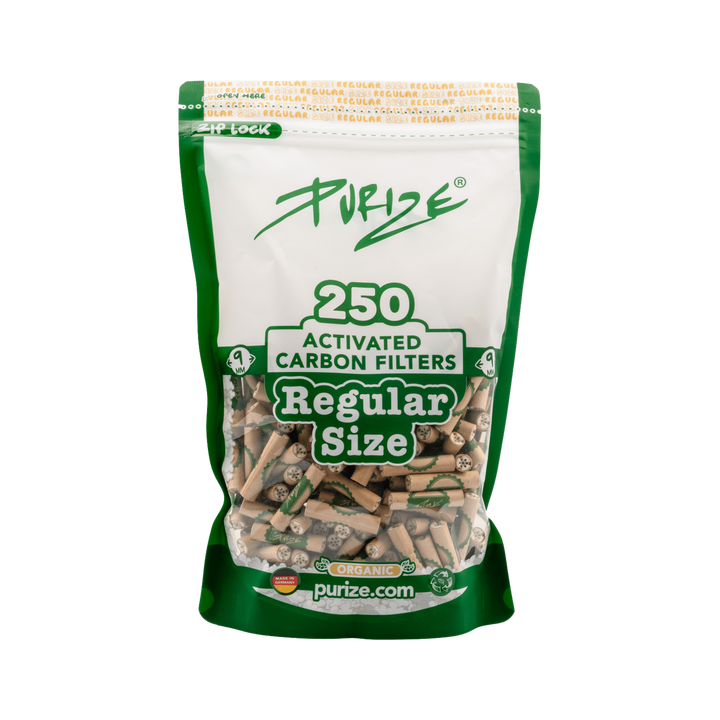 PURIZE Regular 9mm Aktivkohlefilter Organic 250 Stück Beutel