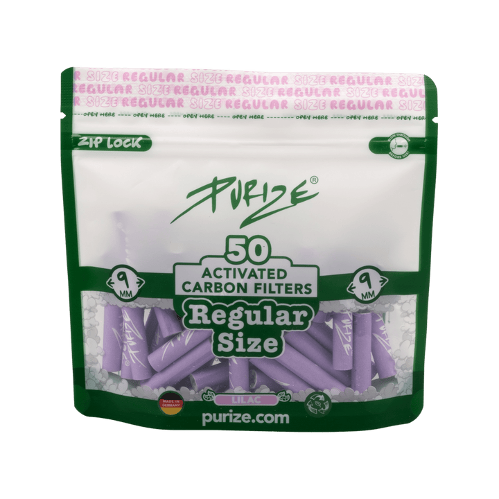 PURIZE Regular 9mm Aktivkohlefilter Lilac 50 Stück Beutel