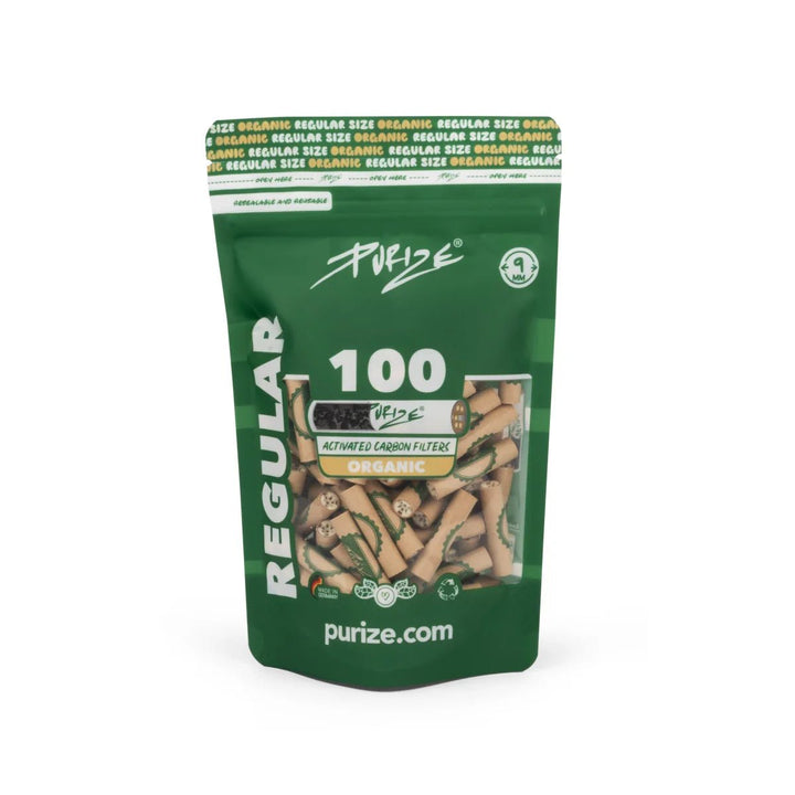 PURIZE Regular 9mm Organic Aktivkohlefilter 100 Stück Packung