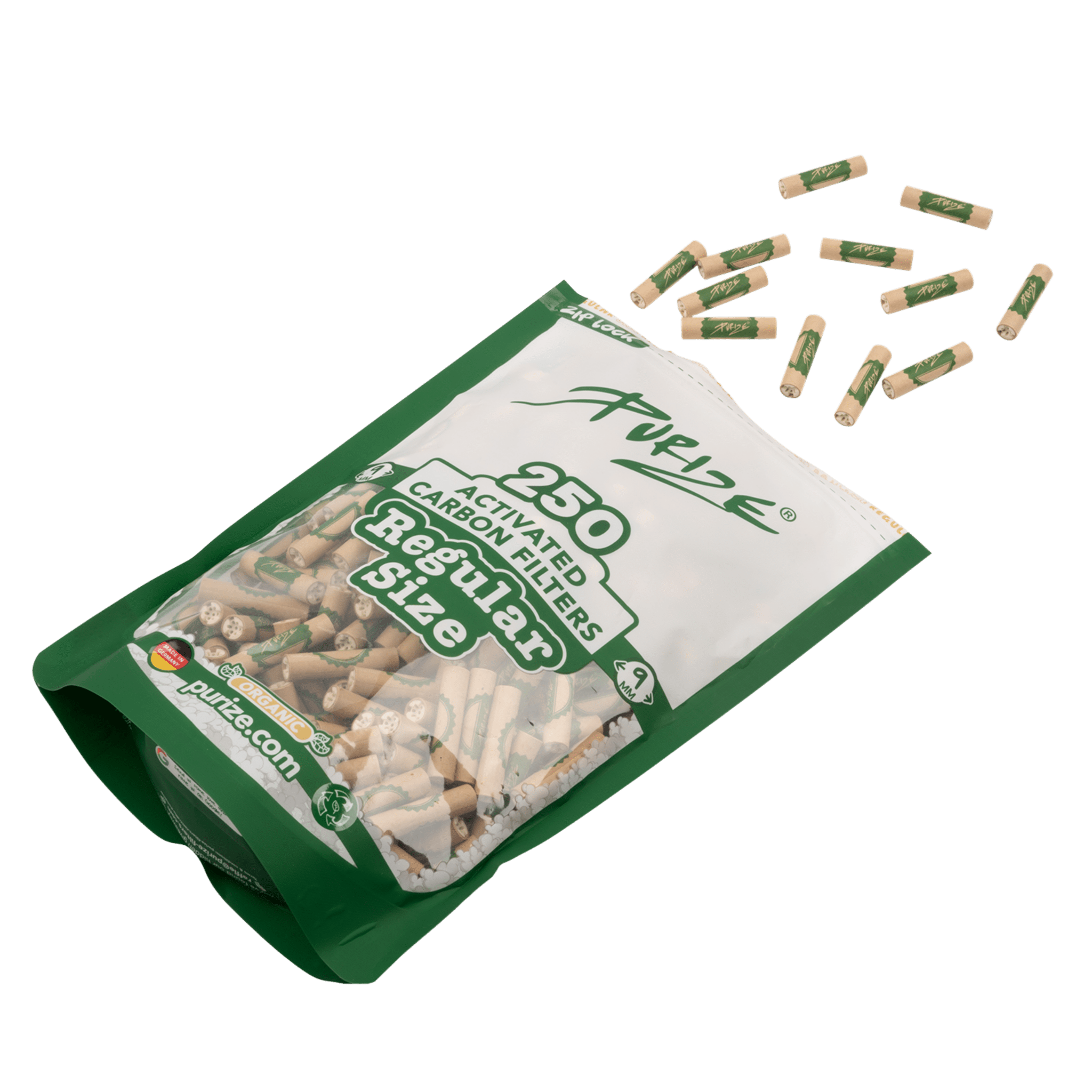 Nahaufnahme PURIZE Regular 9mm Aktivkohlefilter Organic