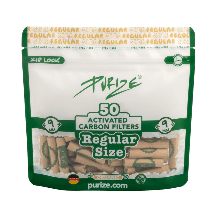 PURIZE Regular 9mm Organic Aktivkohlefilter 50 Stück Beutel
