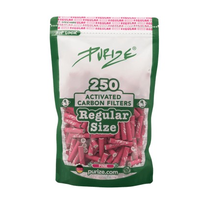 PURIZE Regular Aktivkohlefilter 9mm Pink 250 Stück Beutel