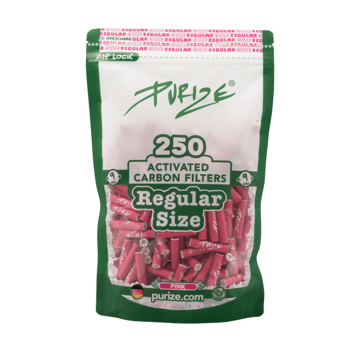 PURIZE Regular Aktivkohlefilter 9mm Pink 250 Stück Beutel