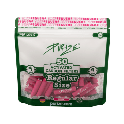 PURIZE Regular 9mm Aktivkohlefilter Pink 50 Stück Beutel