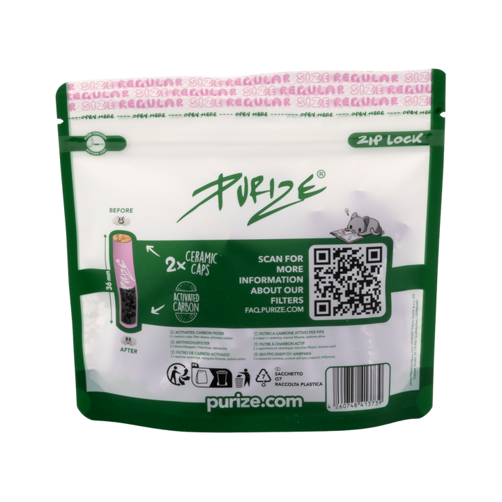 Rückseite PURIZE Regular 9mm Lilac Aktivkohlefilter 50 Stück