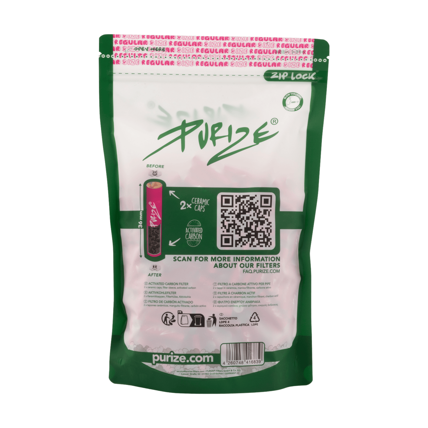 Purize - Regular Size - 9mm - 250 Stück - Pink kaufen bei rauchwerk.ch