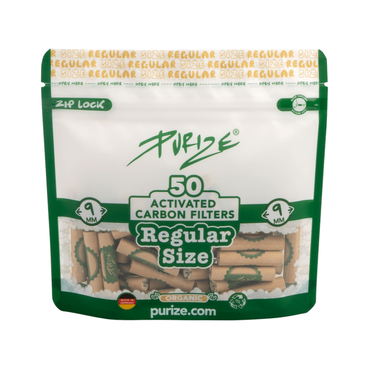 PURIZE Regular 9mm Organic Aktivkohlefilter 50 Stück Beutel