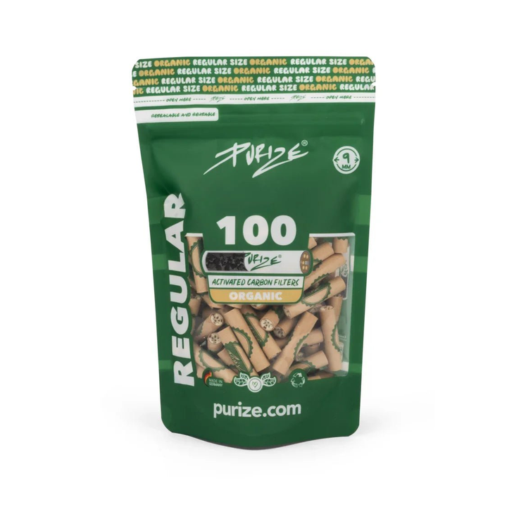 PURIZE Regular 9mm Organic Aktivkohlefilter 100 Stück Packung